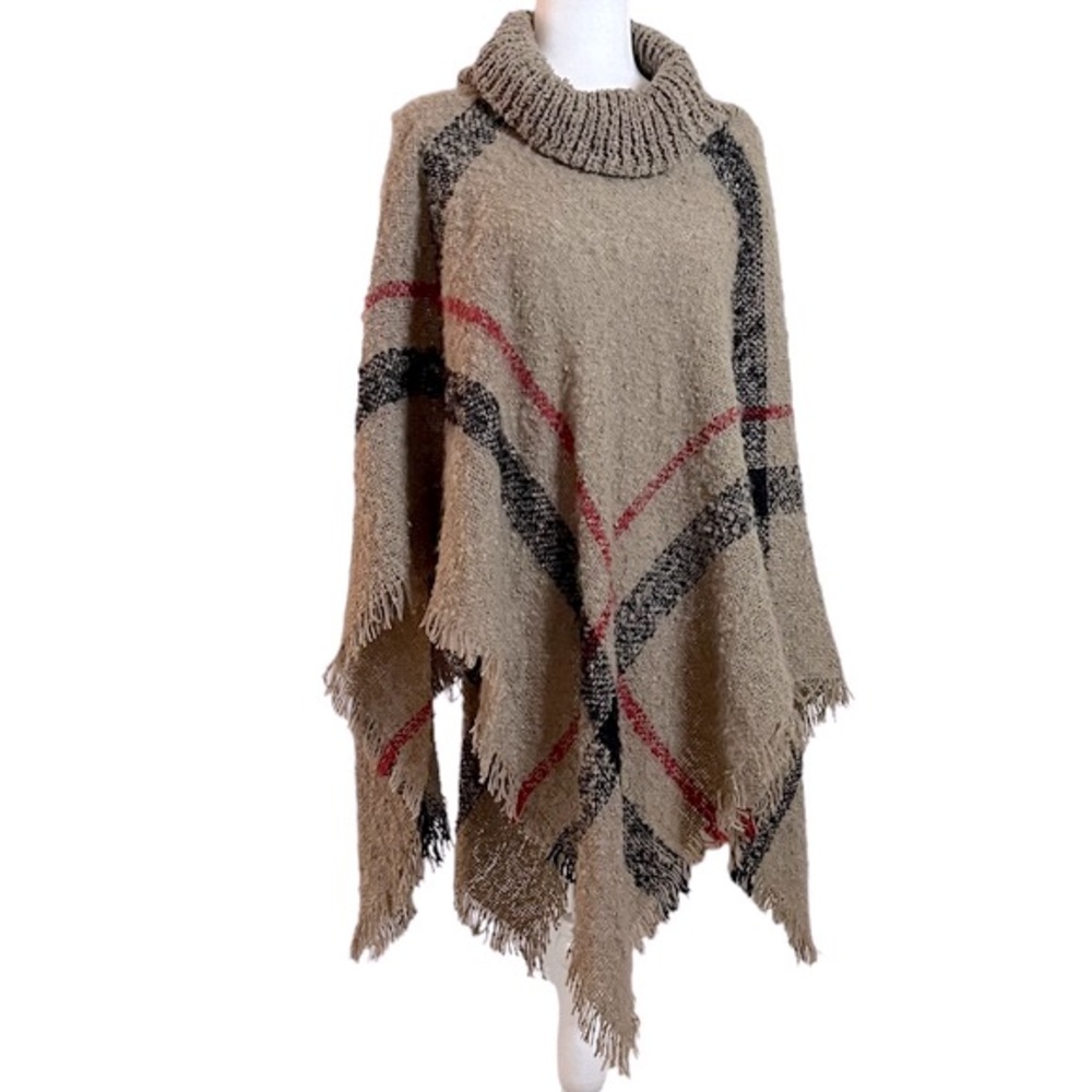 Candor NYC Plaid Sweater Poncho